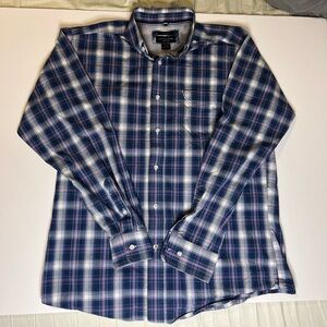Ariat Pro Series Mens Large Long Sleeve Button Down Blue Pink Plaid Western